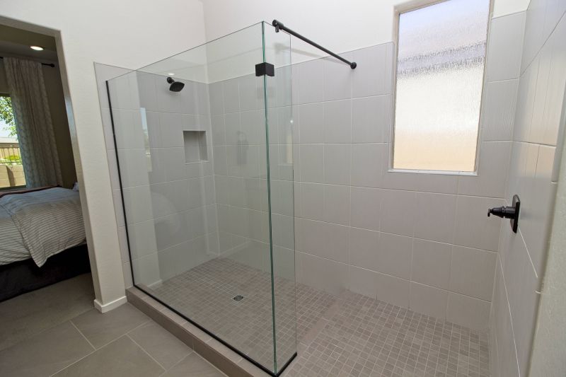 Minimalist Glass Shower with Black Fixtures